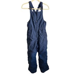 Lands End Squall Navy Blue Kids Ski Snow Bib Overalls Pants Size 14 Grow A Long